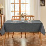 Seenus Faux Linen Textured Gray Tablcloth Fits 8-10 Seats Rectangle Table, Stain... - Image 3