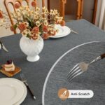 Seenus Faux Linen Textured Gray Tablcloth Fits 8-10 Seats Rectangle Table, Stain... - Image 4