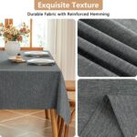 Seenus Faux Linen Textured Gray Tablcloth Fits 8-10 Seats Rectangle Table, Stain... - Image 5