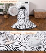 YIHOUSE Modern Rugs for Living Room 5x7, Washable Black and White Bedroom Rug, F... - Image 8