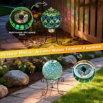 SAVENNA Mosaic Glass Fountain, Floor-Standing Lighted Water Feature with Quiet P... - Image 4