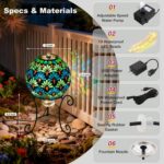 SAVENNA Mosaic Glass Fountain, Floor-Standing Lighted Water Feature with Quiet P... - Image 7