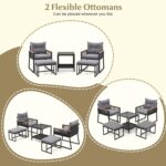HAPPYGRILL 5 Piece Patio Conversation Set PE Rattan Wicker Chairs with 2 Ottoman... - Image 5