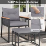 HAPPYGRILL 5 Piece Patio Conversation Set PE Rattan Wicker Chairs with 2 Ottoman... - Image 6