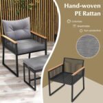 HAPPYGRILL 5 Piece Patio Conversation Set PE Rattan Wicker Chairs with 2 Ottoman... - Image 7