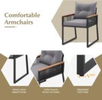 HAPPYGRILL 5 Piece Patio Conversation Set PE Rattan Wicker Chairs with 2 Ottoman... - Image 8
