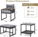HAPPYGRILL 5 Piece Patio Conversation Set PE Rattan Wicker Chairs with 2 Ottoman... - Image 10