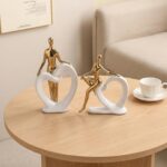 Ceramic Statues Aesthetic Abstract Couple and Heart Sculpture Modern Home Decor ... - Image 5