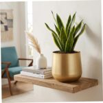 Gold Planter Metal Plant Pot with Elegant Brushed Finish for Indoor Plants Decor... - Image 4