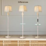 LuxSight Collection Rustic Floor Lamp 65'' Tall with Nightlight Cut Corner Linen... - Image 5
