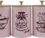 3x Kitchen Canisters for Countertop Coffee Tea Sugar Containers Set Iron Restaur... - Image 3
