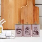 3x Kitchen Canisters for Countertop Coffee Tea Sugar Containers Set Iron Restaur... - Image 4