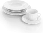 Elama Charlotte 20 Piece Porcelain Dinnerware Set in White - Image 3