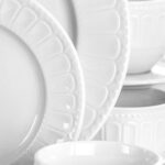 Elama Charlotte 20 Piece Porcelain Dinnerware Set in White - Image 5