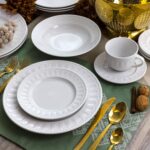 Elama Charlotte 20 Piece Porcelain Dinnerware Set in White - Image 10