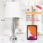 Seealle White Lamps for Bedrooms Set of 2 - Touch Control Bedside Lamp with USB ... - Image 5