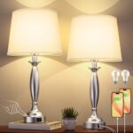Seealle White Lamps for Bedrooms Set of 2 - Touch Control Bedside Lamp with USB ... - Image 6