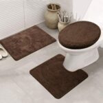3 Pieces Bathroom Rugs Set, Luxury Soft Chenille Bath Mats Set, Absorbent Shaggy... - Image 3