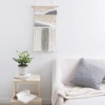 Mkono Macrame Wall Hanging Woven Boho Decor Gray Yarn Fringe Tassel Handmade Hom... - Image 3