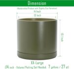 D'vine Dev 14 Inch Ceramic Planter Pot with Drainage Hole and Saucer, Indoor Cyl... - Image 4