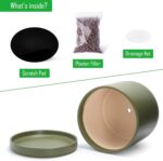 D'vine Dev 14 Inch Ceramic Planter Pot with Drainage Hole and Saucer, Indoor Cyl... - Image 5
