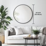 Oruii Round Mirror, Black Round Mirror 24 inch, Circle Wall Mirrors Metal Frame,... - Image 4