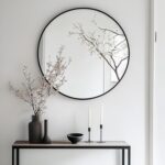 Oruii Round Mirror, Black Round Mirror 24 inch, Circle Wall Mirrors Metal Frame,... - Image 5
