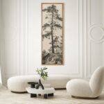 SIGNFORD Large Framed Canvas Vintage Pine Tree Illustrations Modern Art Calm War... - Image 3