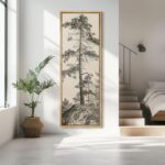 SIGNFORD Large Framed Canvas Vintage Pine Tree Illustrations Modern Art Calm War... - Image 5
