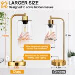 Lynnoland Set of 2 Industrial Table Lamps with USB Port, Gold Fully Stepless Dim... - Image 5
