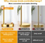 Lynnoland Set of 2 Industrial Table Lamps with USB Port, Gold Fully Stepless Dim... - Image 7