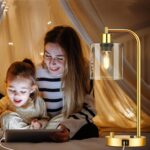 Lynnoland Set of 2 Industrial Table Lamps with USB Port, Gold Fully Stepless Dim... - Image 9