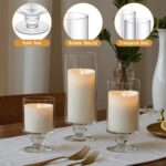 3 Pcs Wedding Glass Candle Holder - 6" 8" 9" Clear Hurricane Stemmed Terrarium P... - Image 4