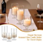 3 Pcs Wedding Glass Candle Holder - 6" 8" 9" Clear Hurricane Stemmed Terrarium P... - Image 5