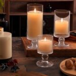 3 Pcs Wedding Glass Candle Holder - 6" 8" 9" Clear Hurricane Stemmed Terrarium P... - Image 6