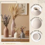 Dandat Beige Ceramic Vase Set of 4, Modern Decorative Ceramic Vases Rustic Potte... - Image 4