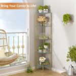 FAVOOSTY 5-Tier Corner Shelf Stand, Gold Corner Bookshelf, Bathroom Organizer, P... - Image 3