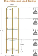FAVOOSTY 5-Tier Corner Shelf Stand, Gold Corner Bookshelf, Bathroom Organizer, P... - Image 4