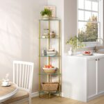 FAVOOSTY 5-Tier Corner Shelf Stand, Gold Corner Bookshelf, Bathroom Organizer, P... - Image 5