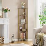 FAVOOSTY 5-Tier Corner Shelf Stand, Gold Corner Bookshelf, Bathroom Organizer, P... - Image 6