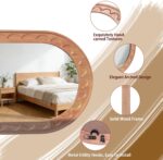 Wood Bathroom Mirror, 30 x 18 Inch Wood Wall Mirror with Solid Wood Frame and Hi... - Image 4