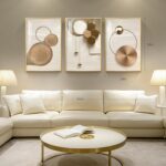 Large Framed Modern Luxury Gold Wall Art for Living Room, 3 Piece Bright Style A... - Image 4