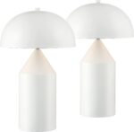 360 Lighting Felix Modern Cottage Accent Table Lamps 19" Tall Set of 2 White Tap... - Image 3