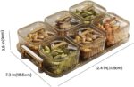6 Pcs Snack Serving Tray, Square Condiment Dish Rack Organizer Set with Lids, Re... - Image 3