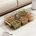 6 Pcs Snack Serving Tray, Square Condiment Dish Rack Organizer Set with Lids, Re... - Image 5