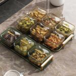 6 Pcs Snack Serving Tray, Square Condiment Dish Rack Organizer Set with Lids, Re... - Image 6