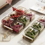 6 Pcs Snack Serving Tray, Square Condiment Dish Rack Organizer Set with Lids, Re... - Image 7