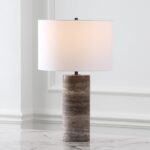 SAFAVIEH Couture Lighting Collection Rynetta Dark Brown/White 24-inch Dimmable T... - Image 3