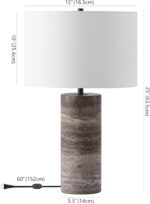 SAFAVIEH Couture Lighting Collection Rynetta Dark Brown/White 24-inch Dimmable T... - Image 5