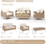 Jing's Villa 4-Piece Outdoor Sectional Sofa Set, All-Weather Wicker Patio Furnit... - Image 3